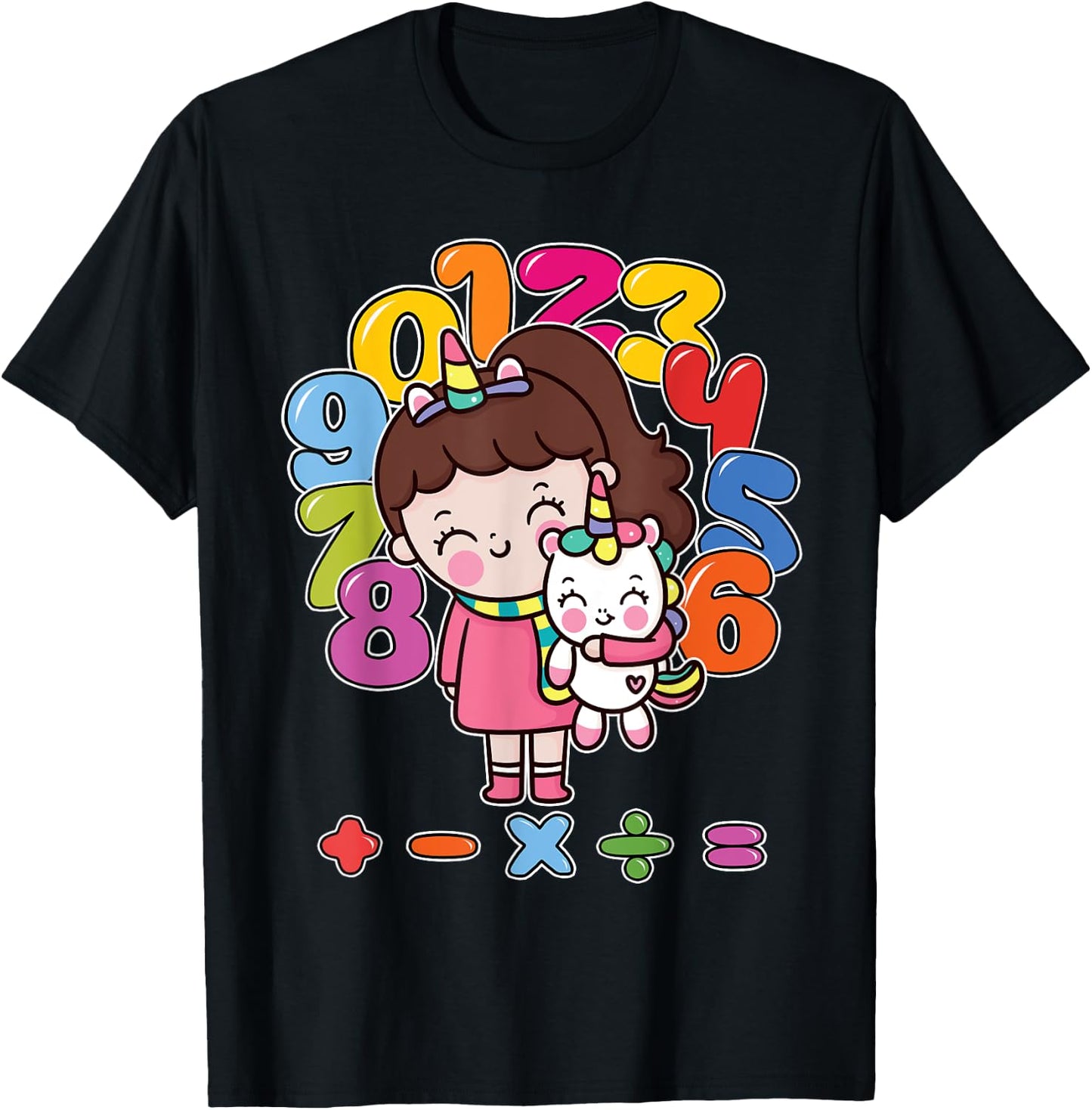 Number day maths day unicorn girl kids costume number day T-Shirt - T-Shirt | Black