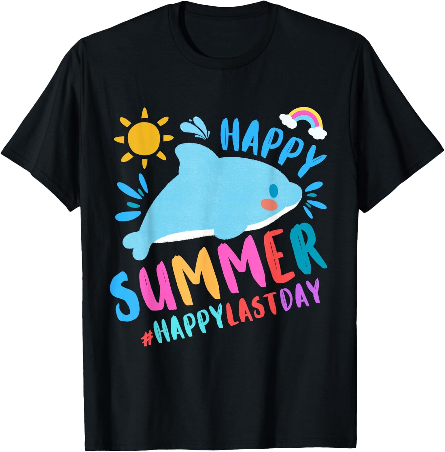 Summer Happy Last Day of School Student Kids Dolphin Orca T-Shirt - T-Shirt | Black