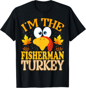 99 Gifts Thanksgiving Family Matching Pajamas - Thanksgiving I'm The Fisherman Turkey Matching - -Adults - Black - Small - Short Sleeve T-Shirt - T-Shirt | Black