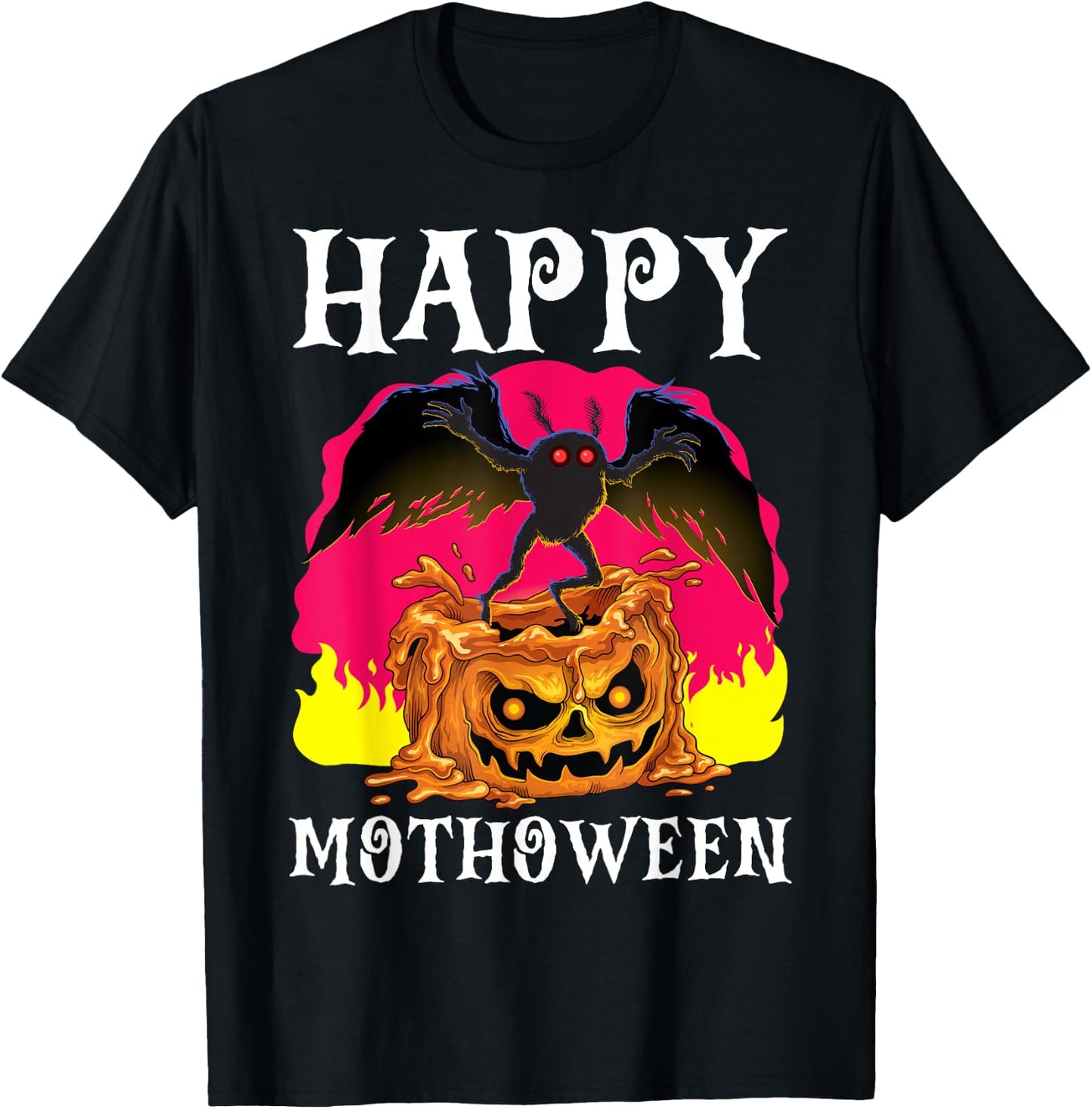 Happy Mothoween Halloween Mothman Folklore Creepy Cryptid T-Shirt - T-Shirt | Black