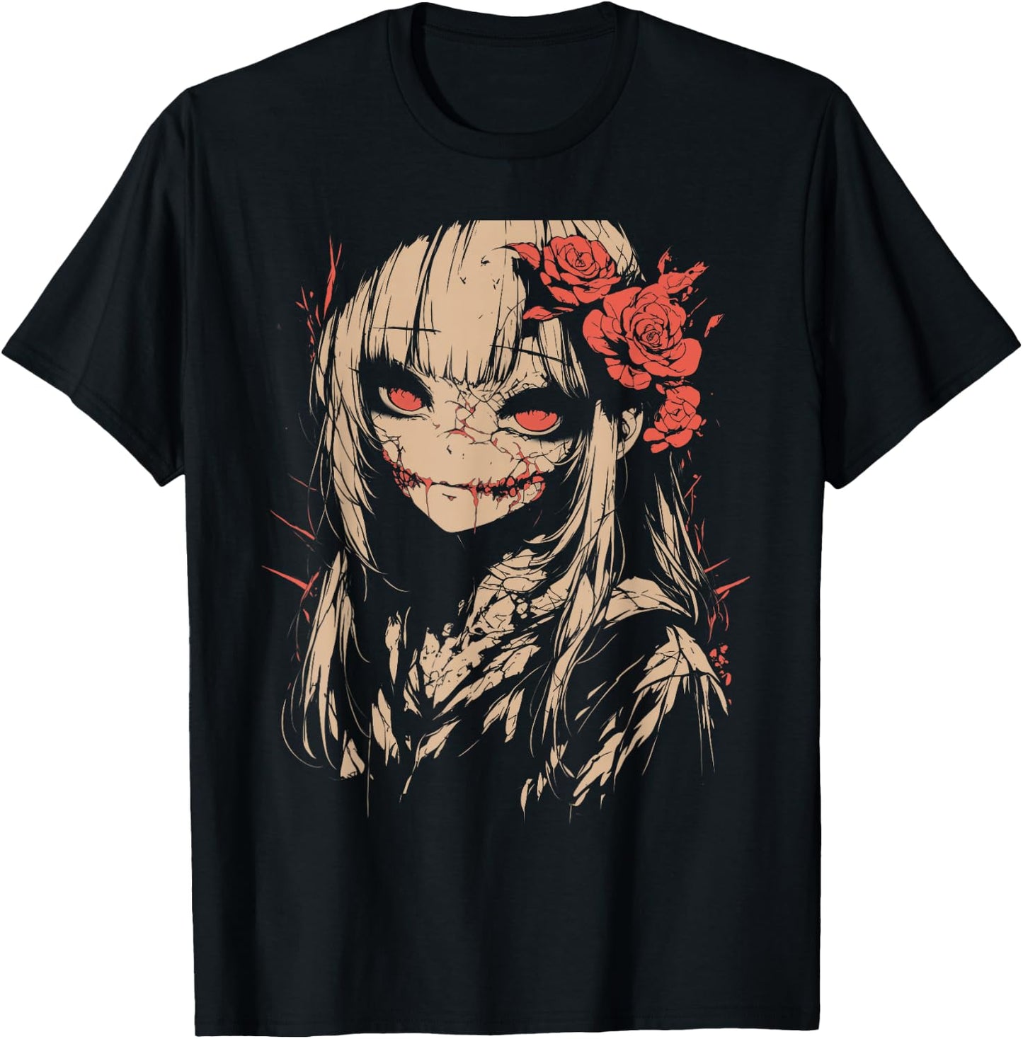 Horror Anime Manga | Japan Japanese Creepy Kawaii Goth , black T-Shirt - T-Shirt | Black
