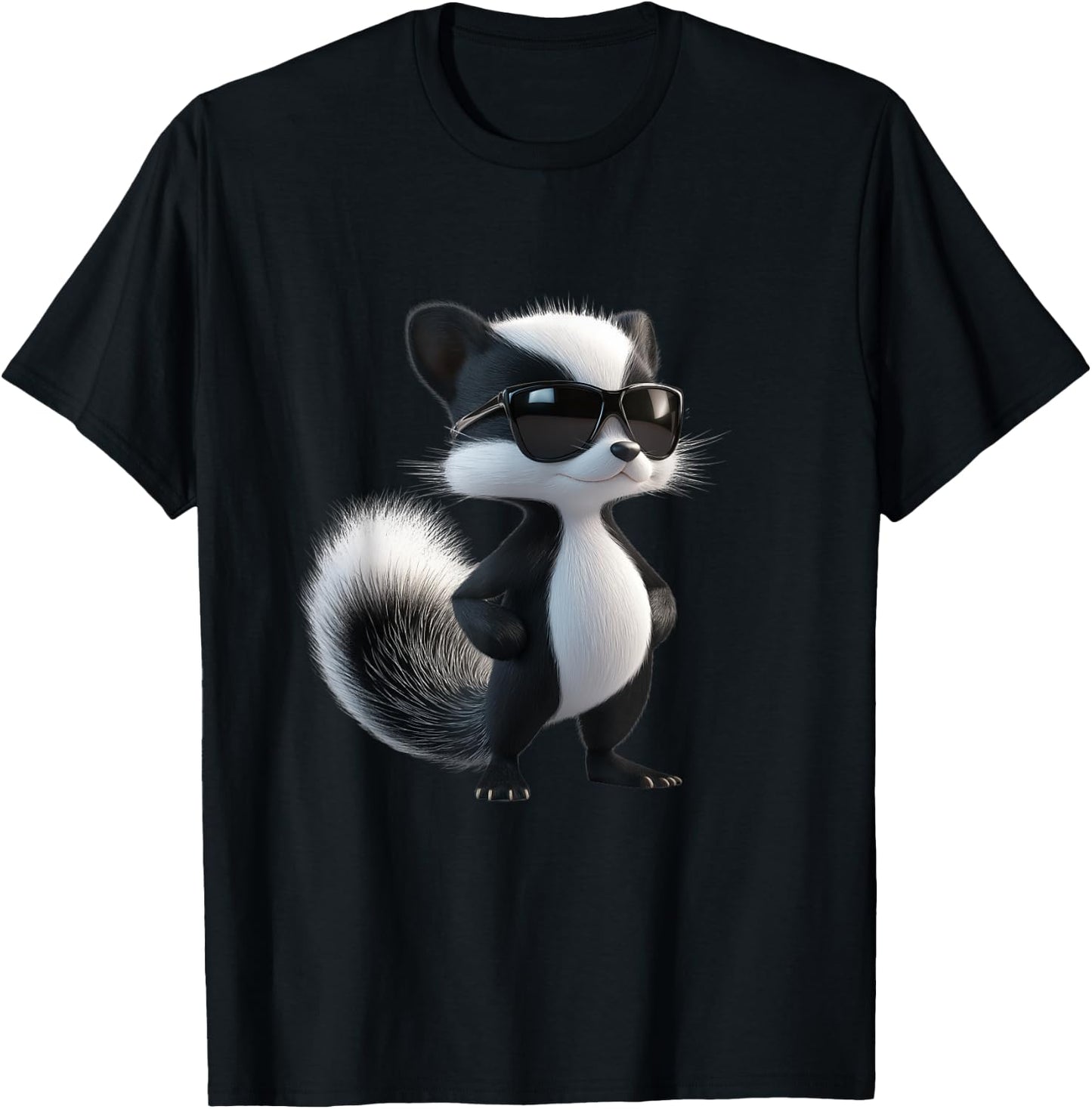 Skunk with Sunglasses - Funny Skunk , black T-Shirt - T-Shirt | Black