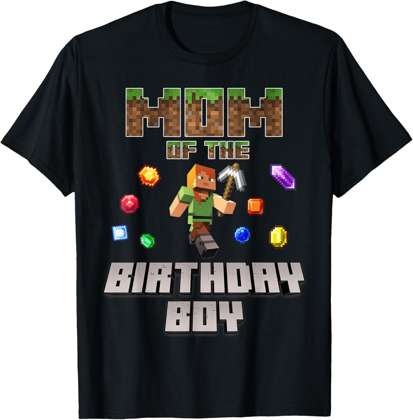 Mom Of The Birthday Boy Video Gamer Pixel Number T-Shirt - T-Shirt | Black