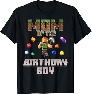 Mom Of The Birthday Boy Video Gamer Pixel Number T-Shirt - T-Shirt | Black