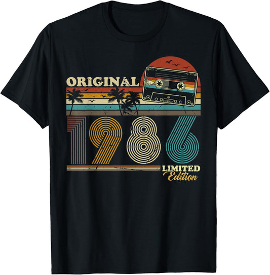 1986 Vintage Geburtstag Retro Vintage Männer Frauen Geschenk T-Shirt - T-Shirt | Black