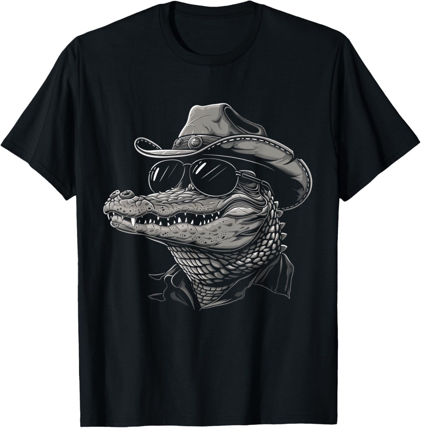 Alligator Cowboy Hat Gator Crocodile Reptile Lover Funny T-Shirt - T-Shirt | Black