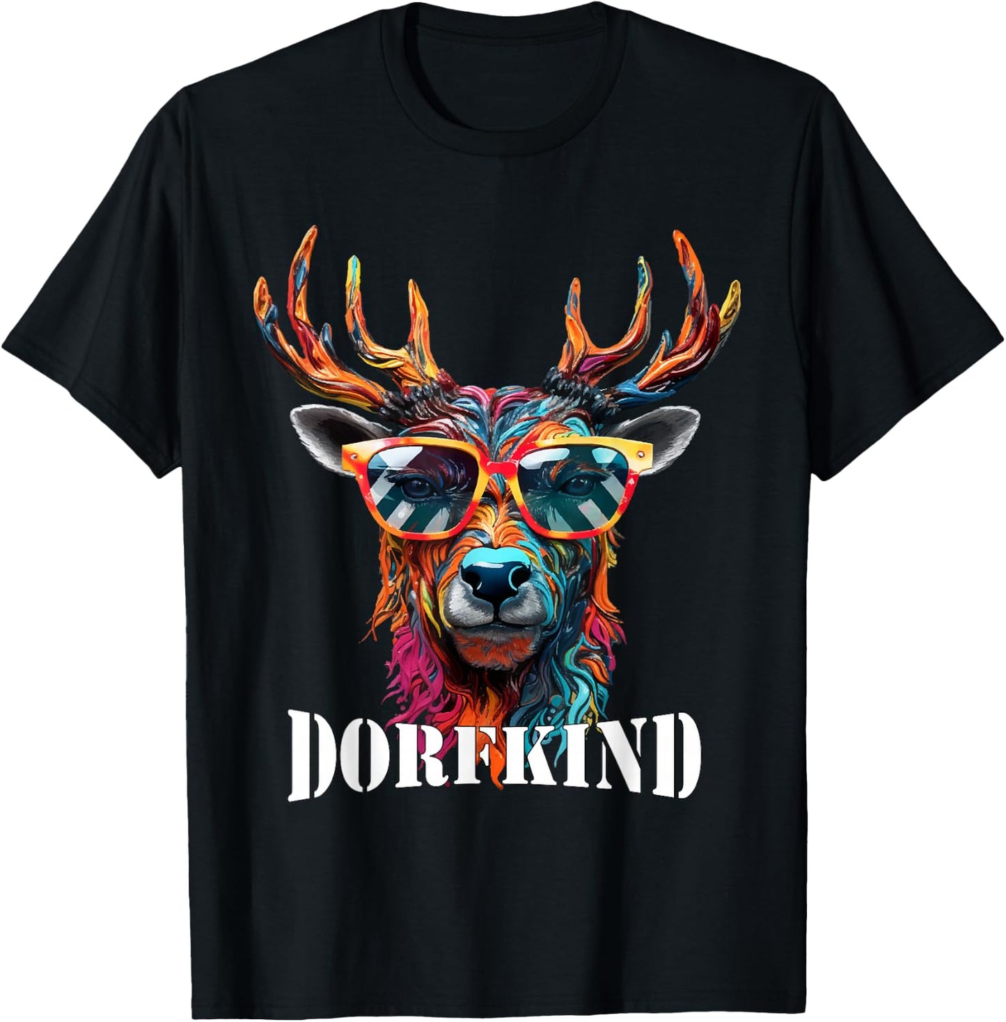 Dorfkind Deer Farmers & Farmer Gift Village Child , black T-Shirt - T-Shirt | Black