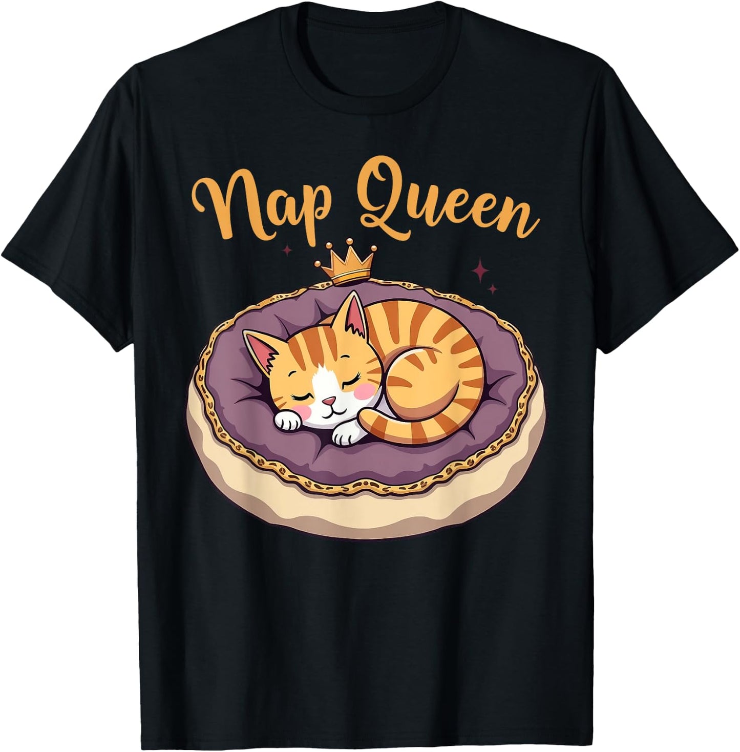 Nap Queen Adorable Cat T-Shirt - T-Shirt | Black