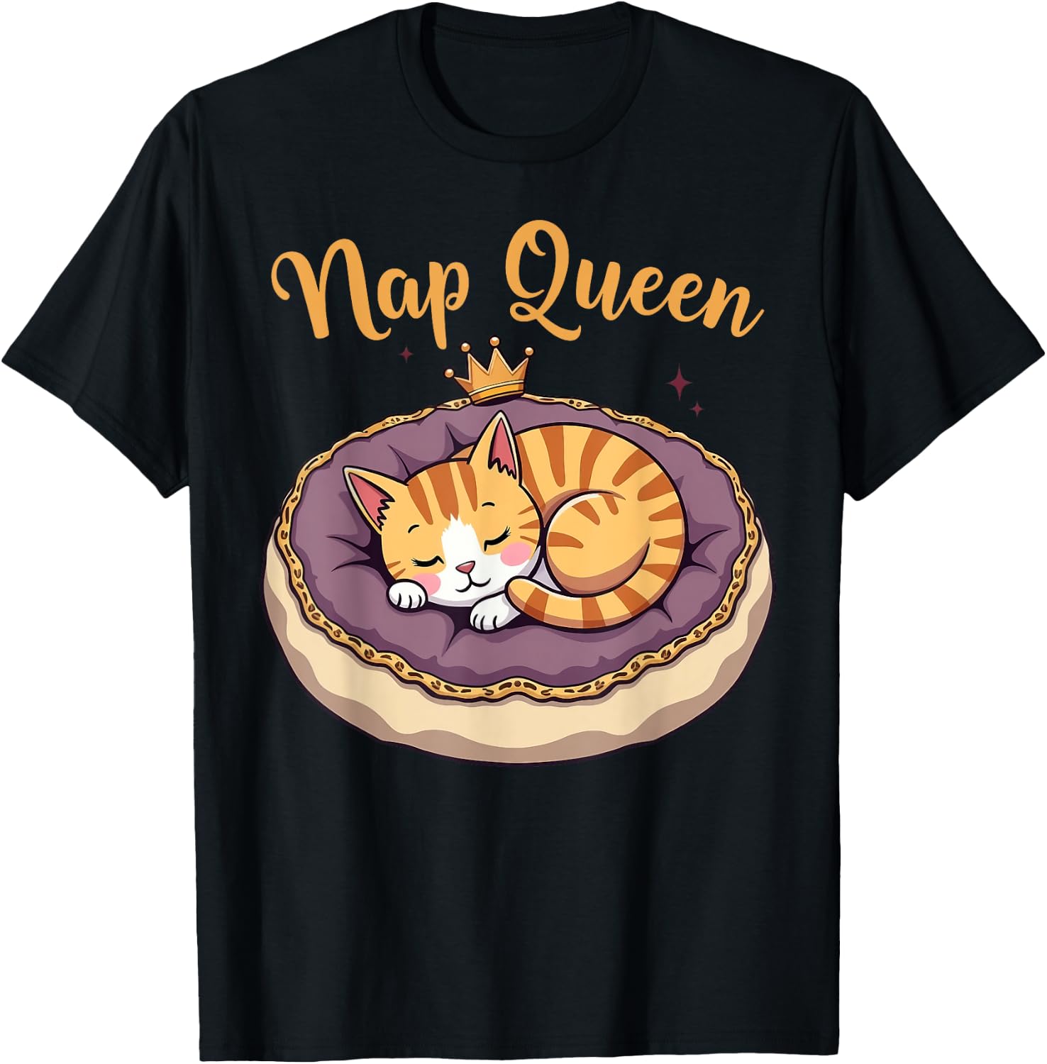 Nap Queen Adorable Cat T-Shirt - T-Shirt | Black