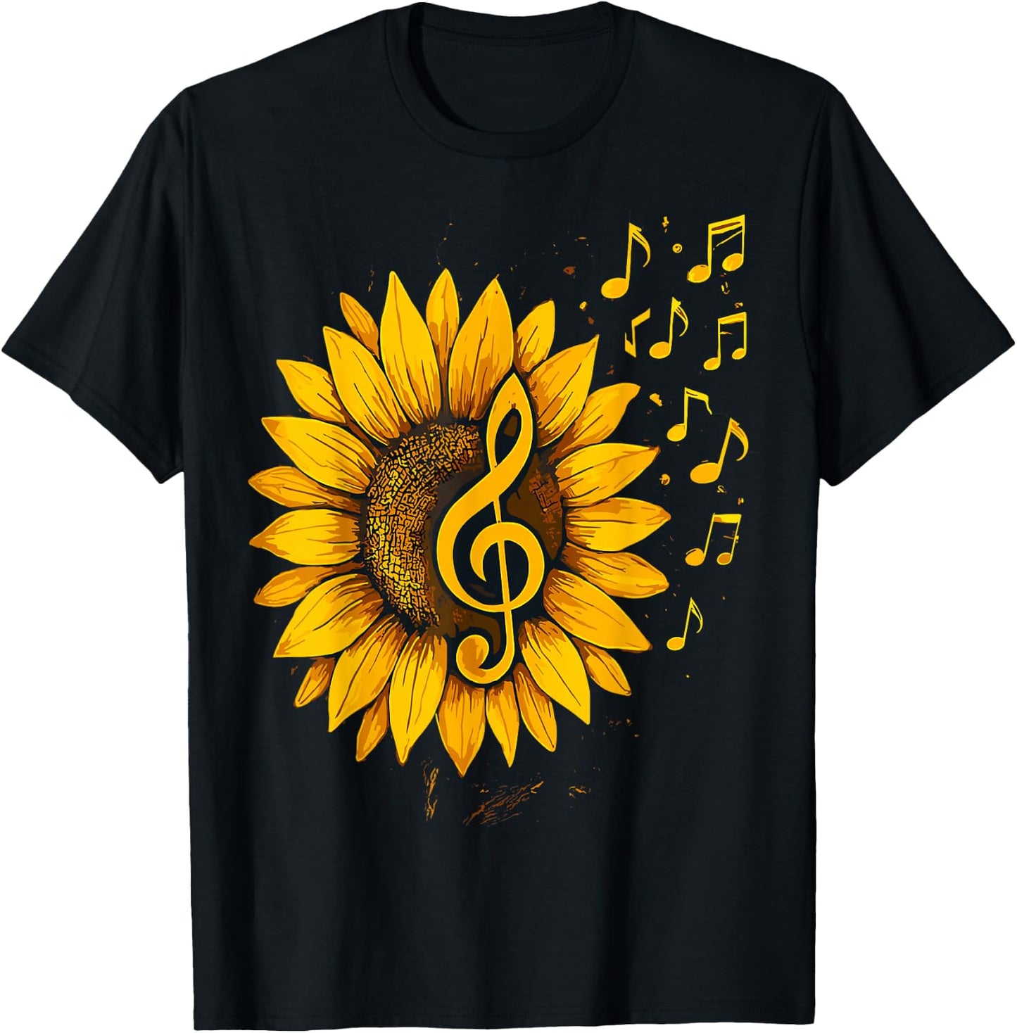 Sunflower Music Notes– Treble Clef Floral Musician T-Shirt - T-Shirt | Black