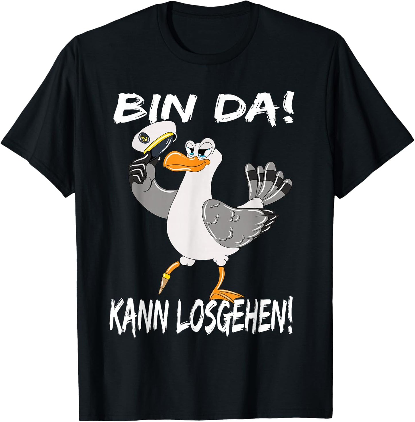 Captain Seagull Baltic Sea North Sea Holiday Bin Da Kann Losgehen , black, s T-Shirt - T-Shirt | Black