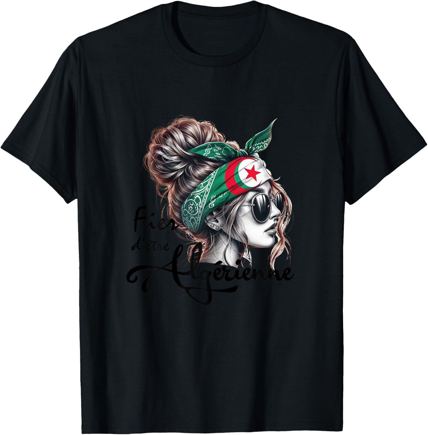 Proud to be Algerian Woman Girl Gift Algerian Flag , white, Female X-Small T-Shirt - T-Shirt | Black