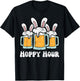 Easter Hoppy Happy Hour Bunny Ears Funny Dad Team Men Women T-Shirt - T-Shirt | Black