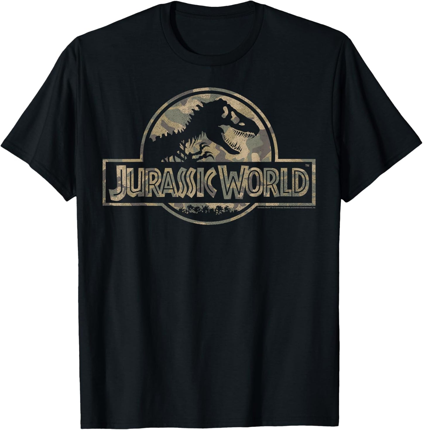 Jurassic World Camo T-Rex Fossil Logo Small T-Shirt - T-Shirt | Black