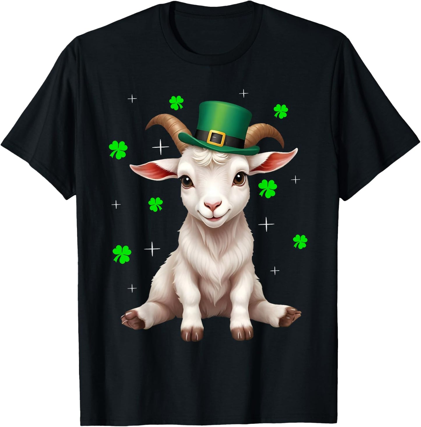 Irish Shamrock Leprechaun Hat Goat St Patrick's Day T-Shirt - T-Shirt | Black