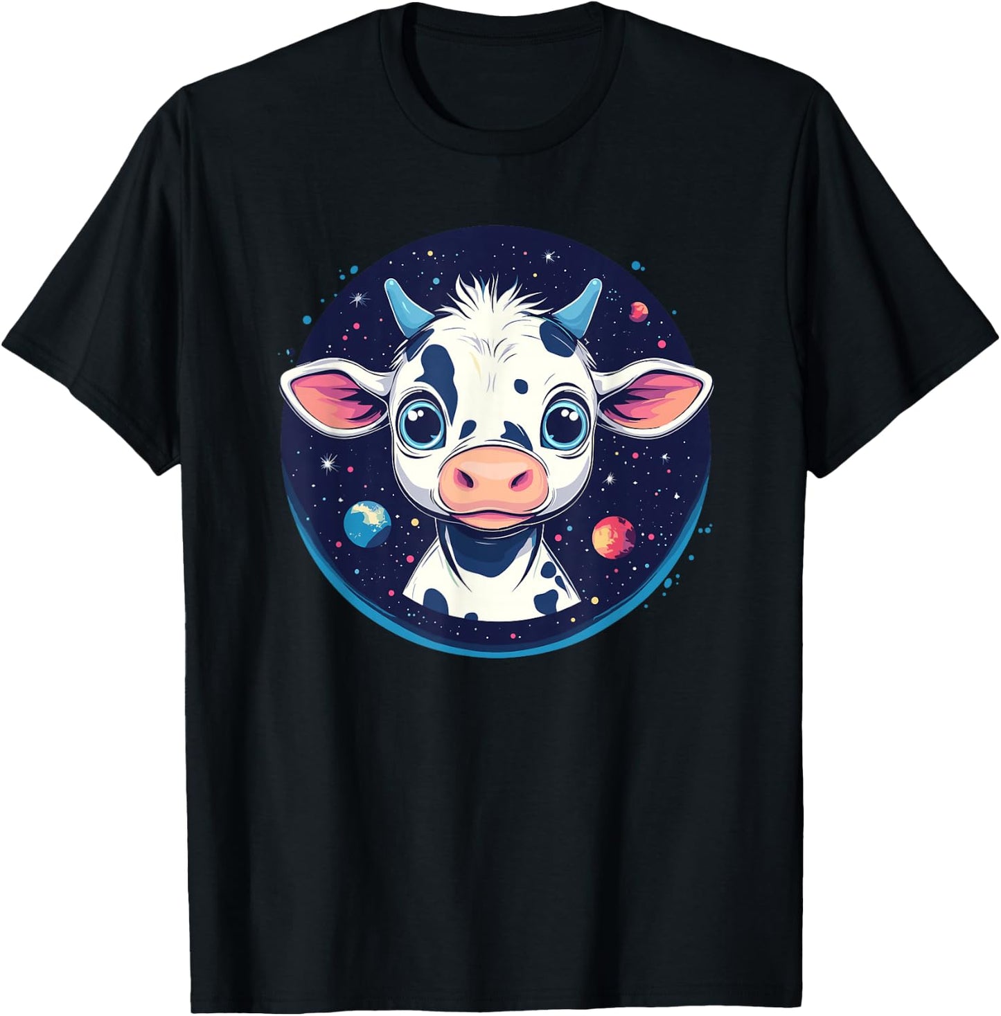 Cute Space Cow Planetary Explorer T-Shirt - T-Shirt | Black