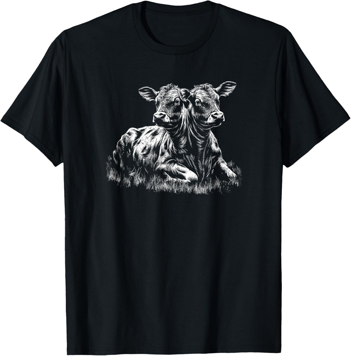 Two Headed Calf With Two Heads Creepy Cow Lovers T-Shirt - T-Shirt | Black