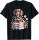 Dachshund Dachshunds Doxie Bookworm Flowers Book Reading T-Shirt - T-Shirt | Black