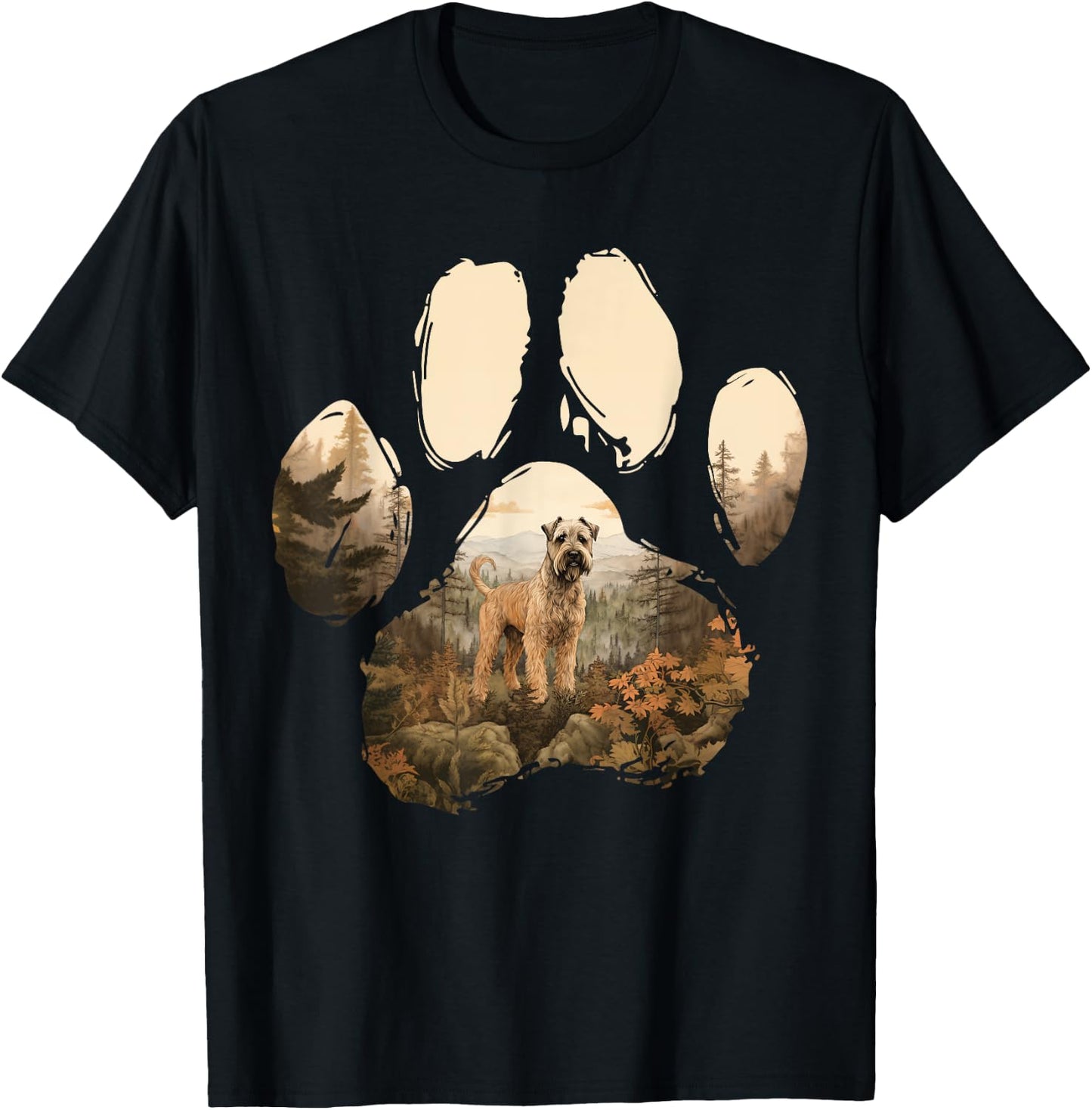 Soft Coated Wheaten Terrier Mountain Paw Design Dog Mom Dad Women Kids T-Shirt - T-Shirt | Black