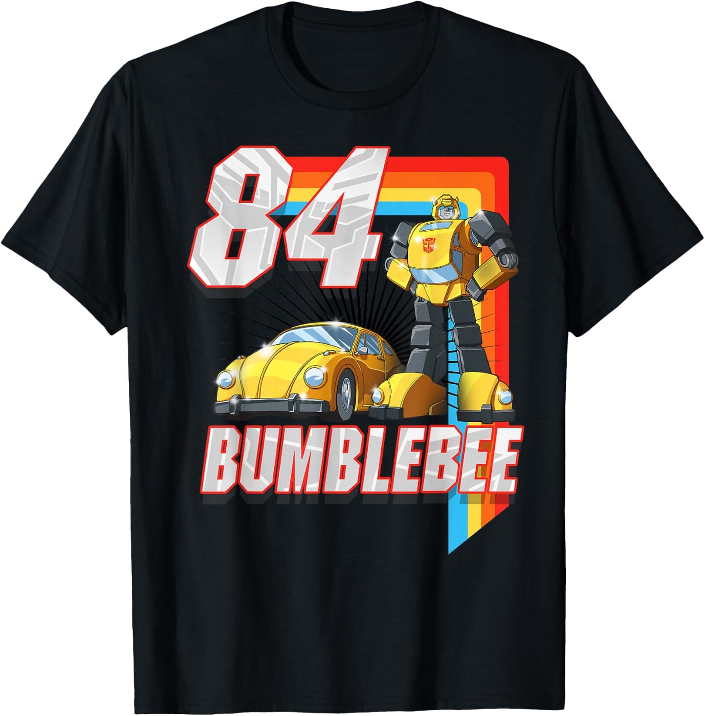 Transformers Bumblebee '84 Retro Rainbow Stripe T-Shirt - T-Shirt | Black