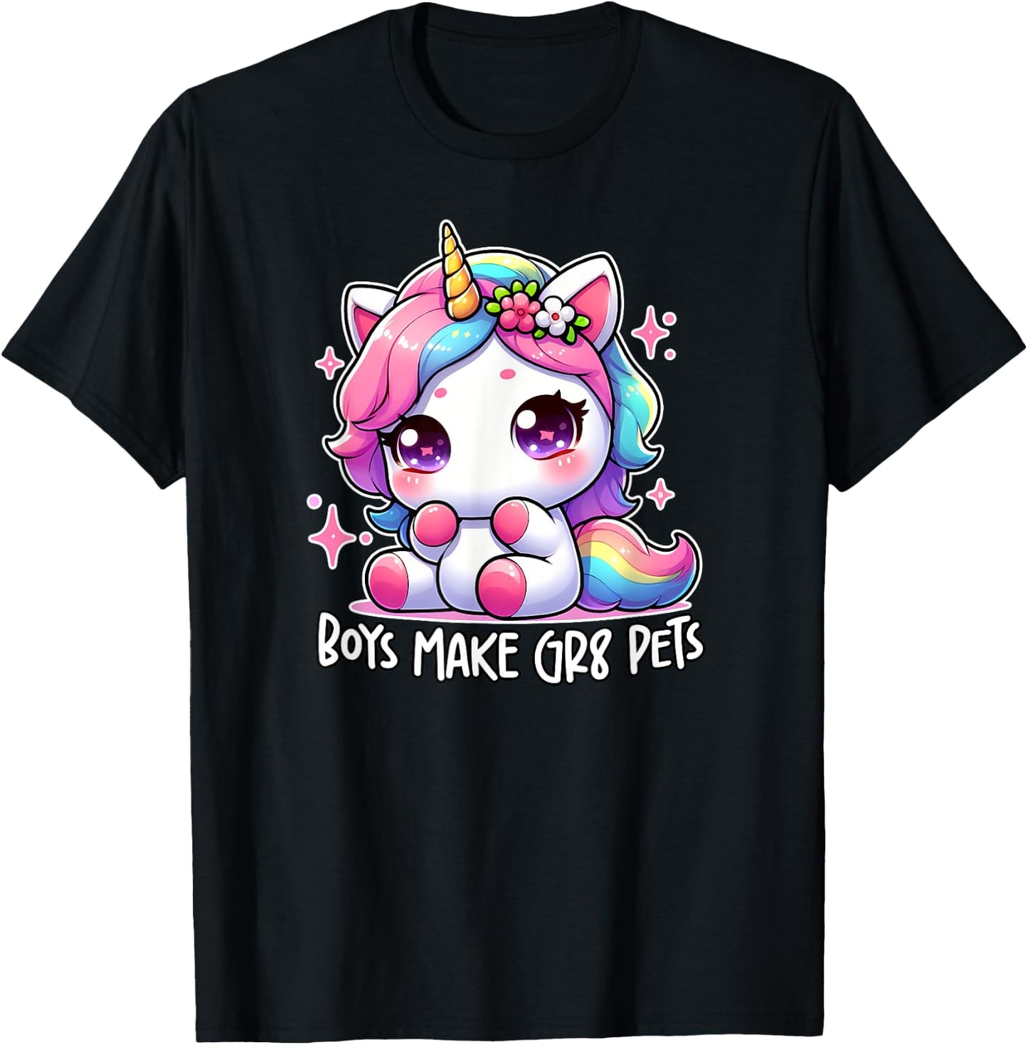 BOYS MAKE GR8 PETS Funny Cute Unicorn Feminist Gag Gift T-Shirt - T-Shirt | Black