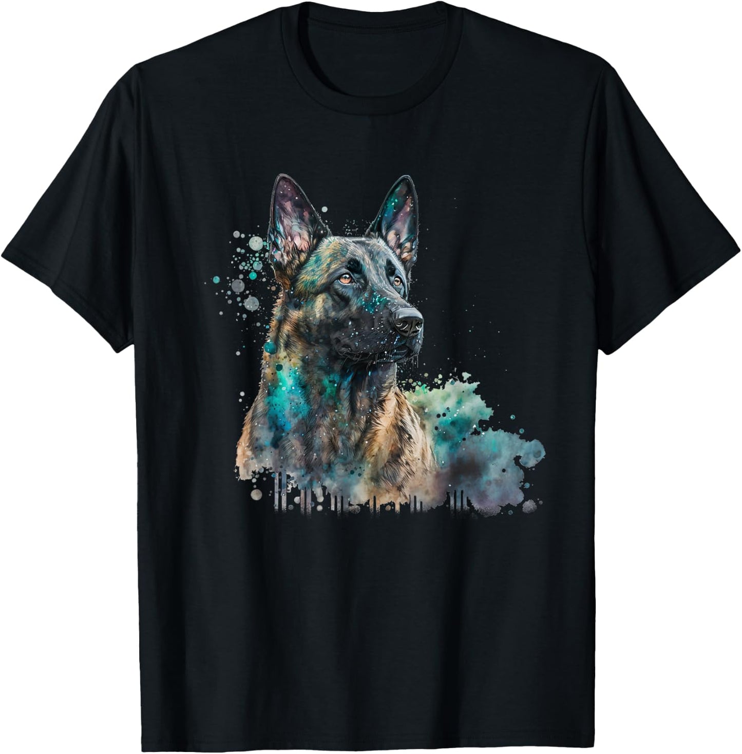 Watercolor splash dutchie hollandse herder dutch shepherd T-Shirt - T-Shirt | Black