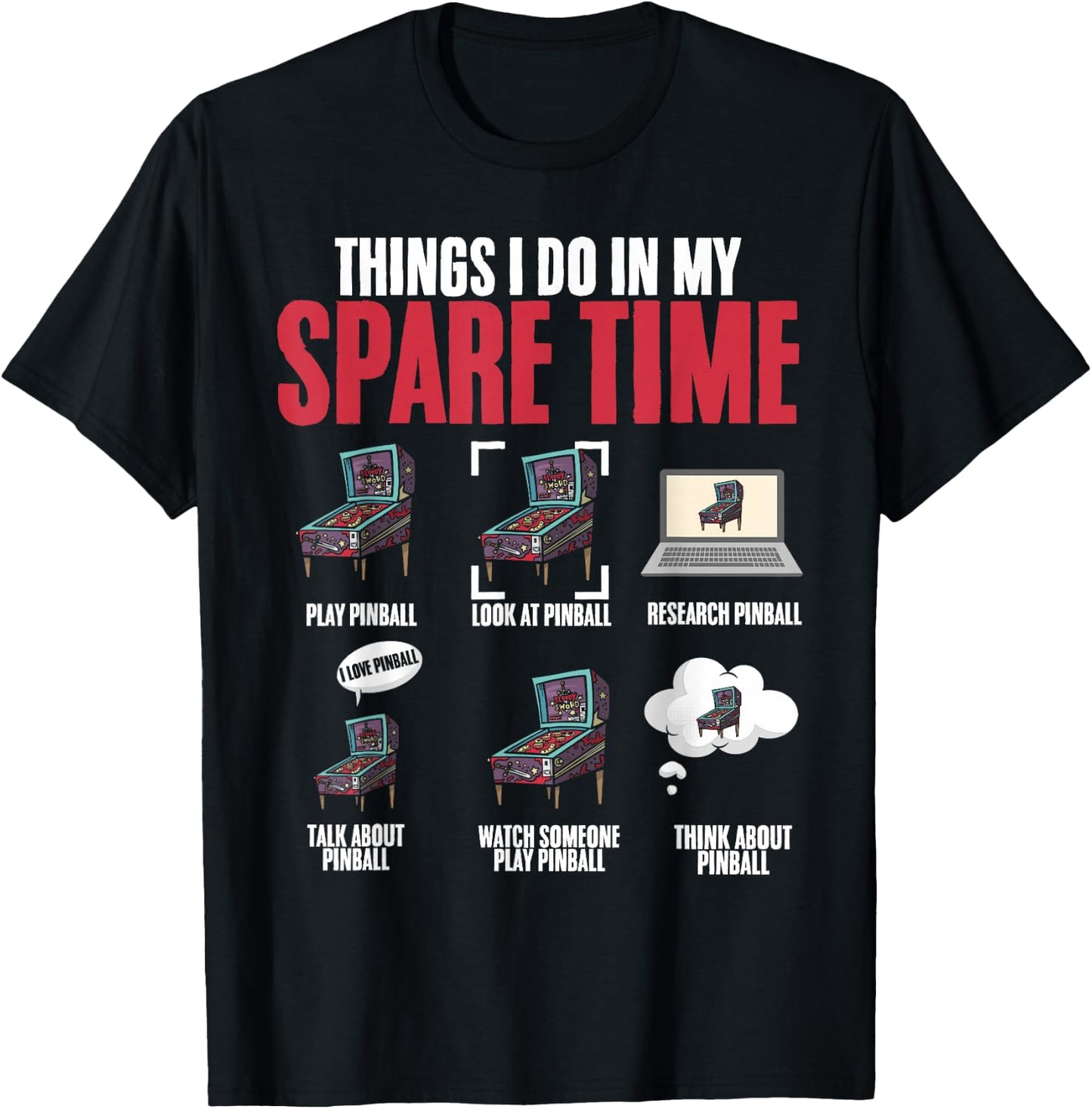 Funny Retro Pinball Arcade Machine Game Pinball Wizard Lover T-Shirt - T-Shirt | Black
