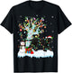 Panther Xmas Lighting Tree Santa Hat Panther Christmas T-Shirt - T-Shirt | Black