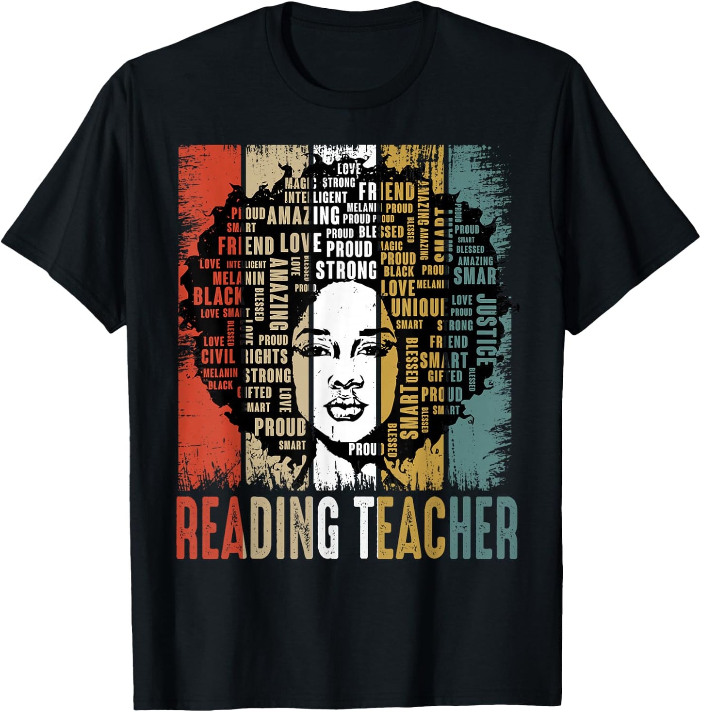 Reading Teacher Afro African American Black History Month T-Shirt - T-Shirt | Black
