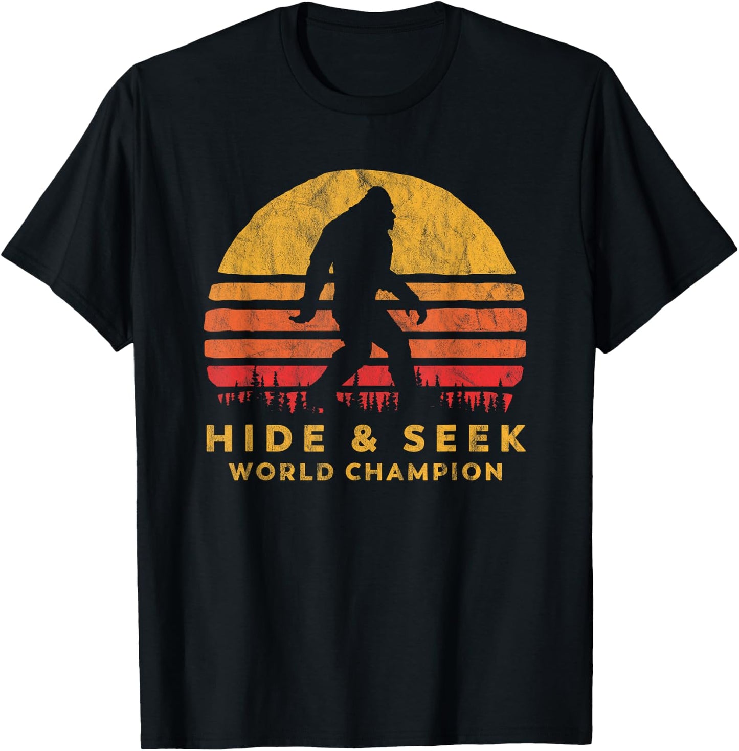 Original Retro Hide & Seek World Champ Bigfoot Sun Graphic T-Shirt - T-Shirt | Black