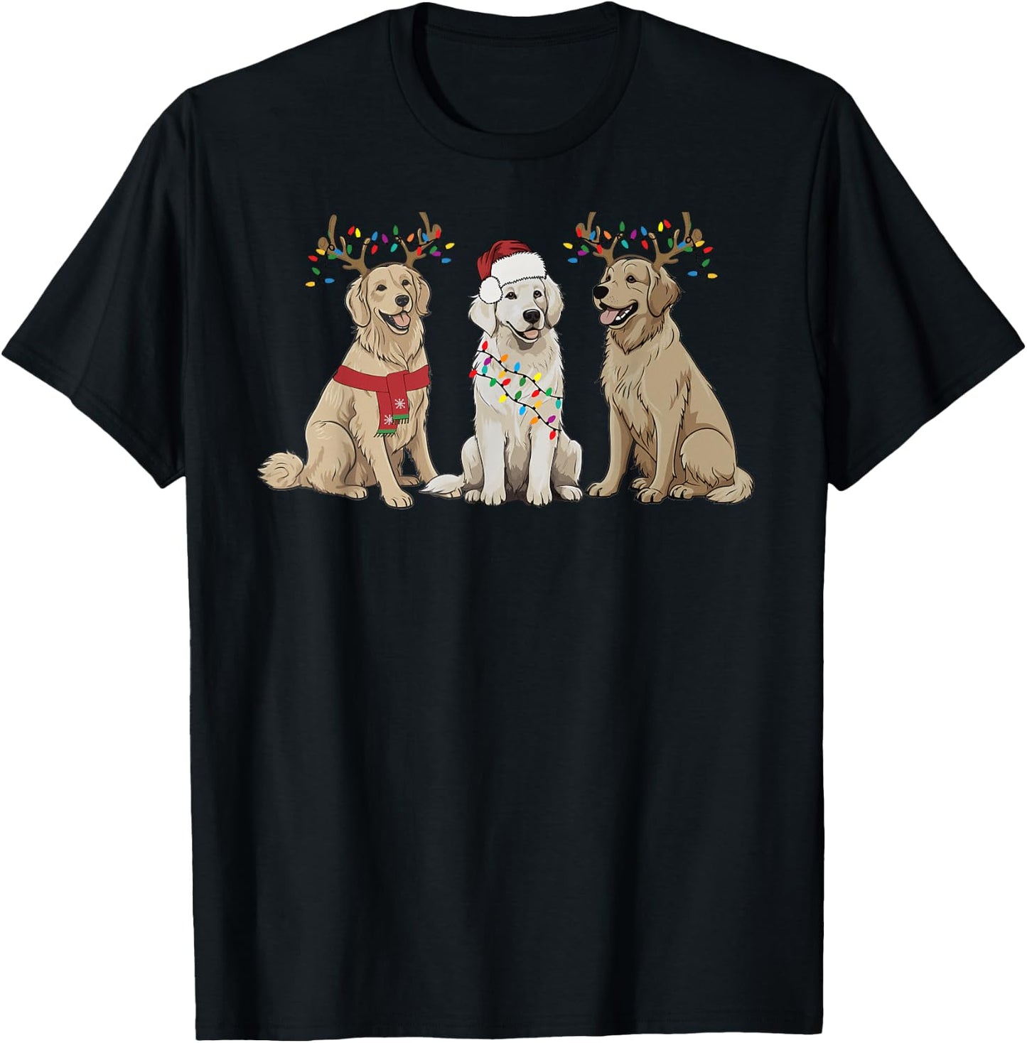 Golden Retriever Christmas Sweater Dog Mom Dad Owner Family Women Girls Kids T-Shirt - T-Shirt | Black
