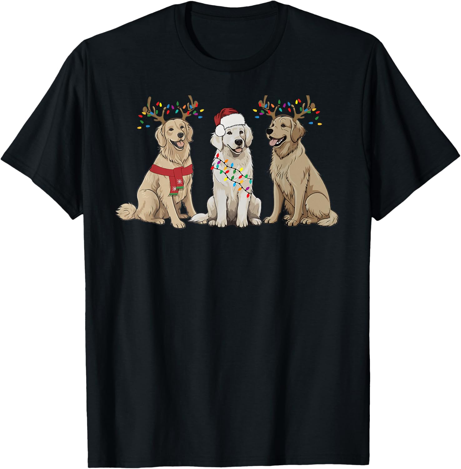 Golden Retriever Christmas Sweater Dog Mom Dad Owner Family Women Girls Kids T-Shirt - T-Shirt | Black