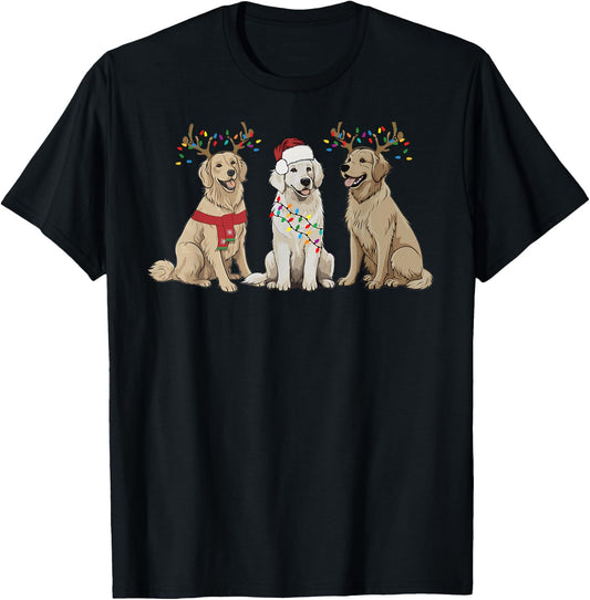Golden Retriever Christmas Sweater Dog Mom Dad Owner Family Women Girls Kids T-Shirt - T-Shirt | Black