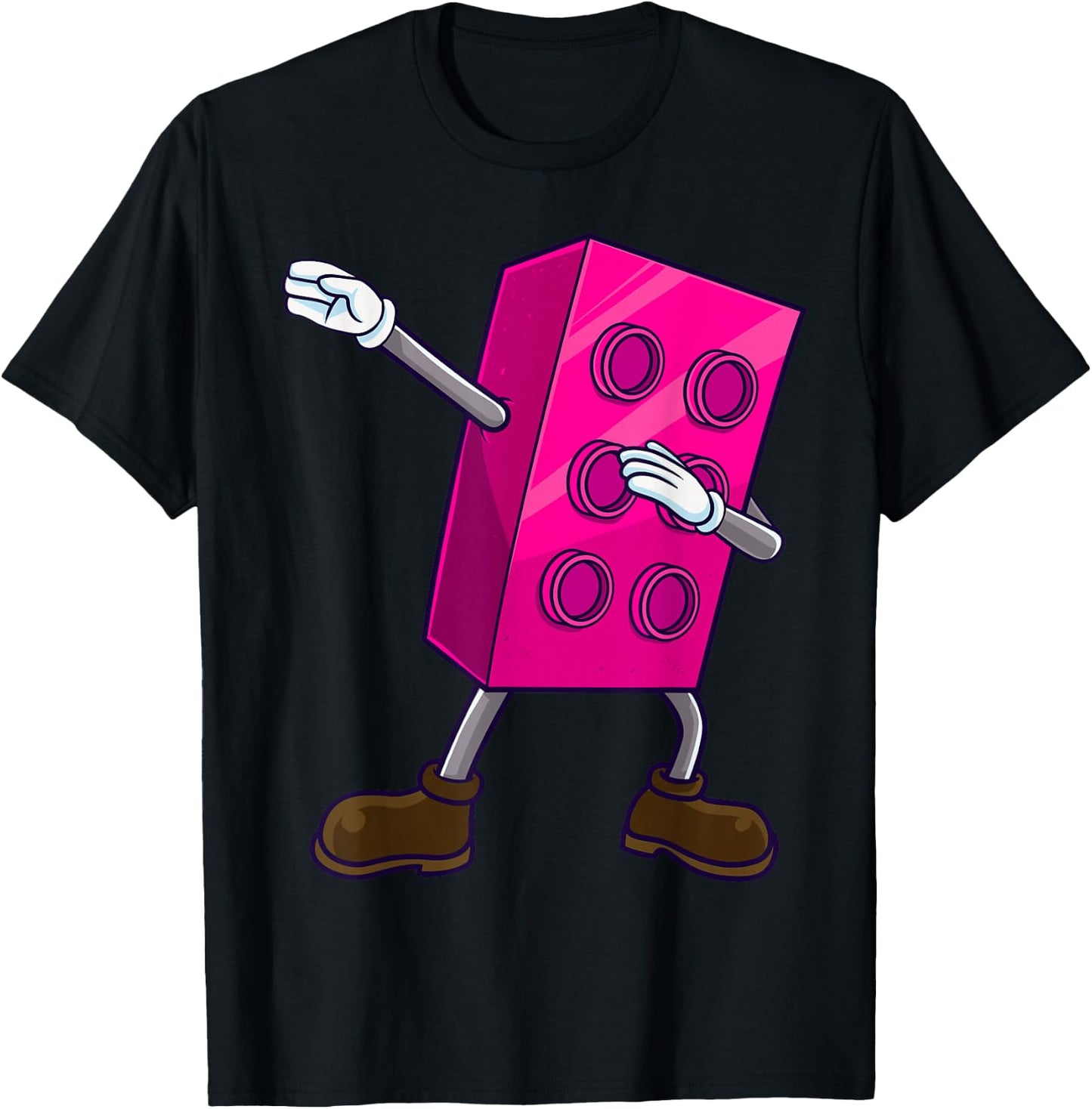 Dabbing Building Blocks Brick Dance Master Builder Kids T-Shirt - T-Shirt | Black