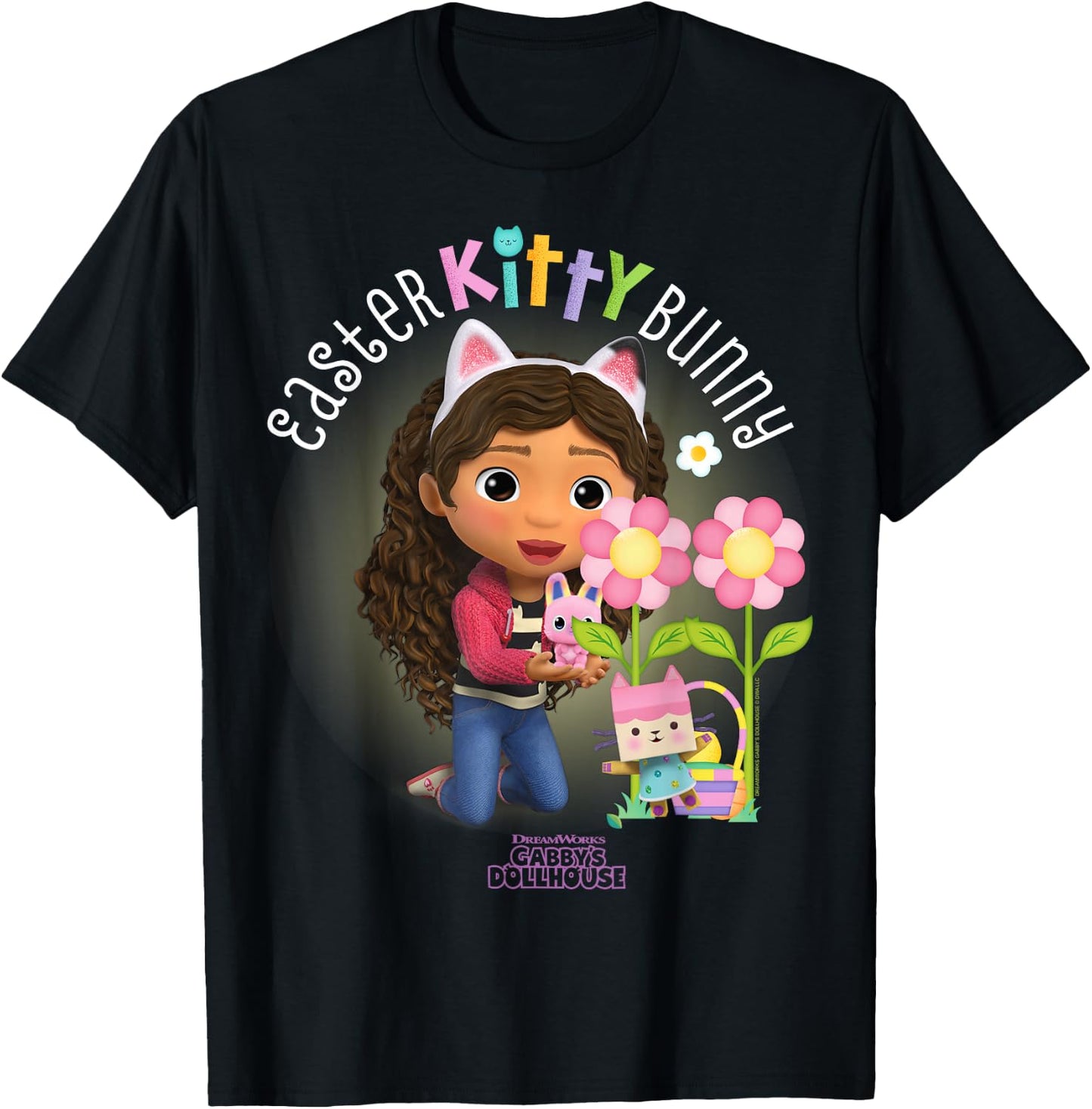 DreamWorks Gabby's Dollhouse Easter Kitty Bunny T-Shirt - T-Shirt | Black