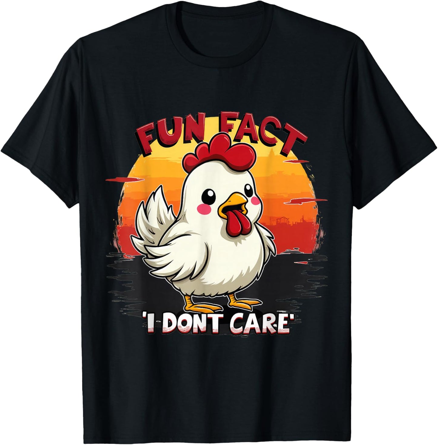 Funny Chicken Fun Fact I Dont Care Meme Humor T-Shirt - T-Shirt | Black