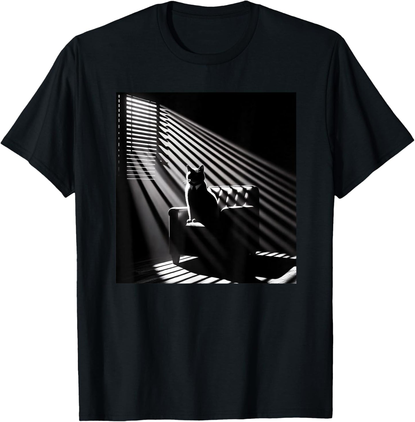 A Cat Sitting In A Chair Film Noir Atmosphere Women T-Shirt - T-Shirt | Black