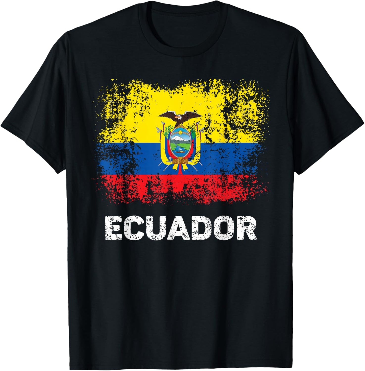 Vintage Ecuadorian Flag Shirt Patriotic Ecuador Flag T-Shirt - T-Shirt | Black