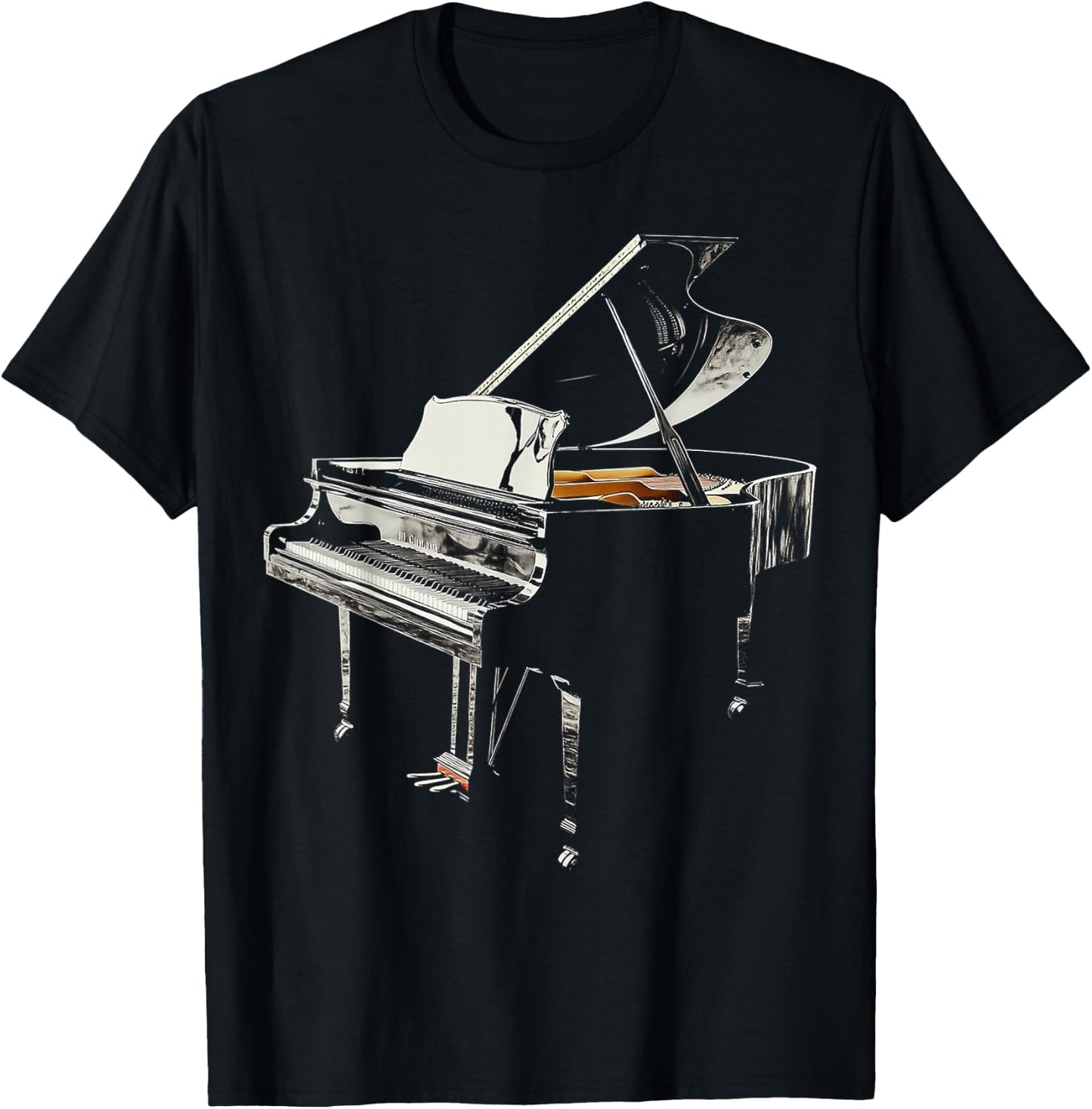 Grand Piano Music Instrument Motif Illustration Grand Piano T-Shirt - T-Shirt | Black