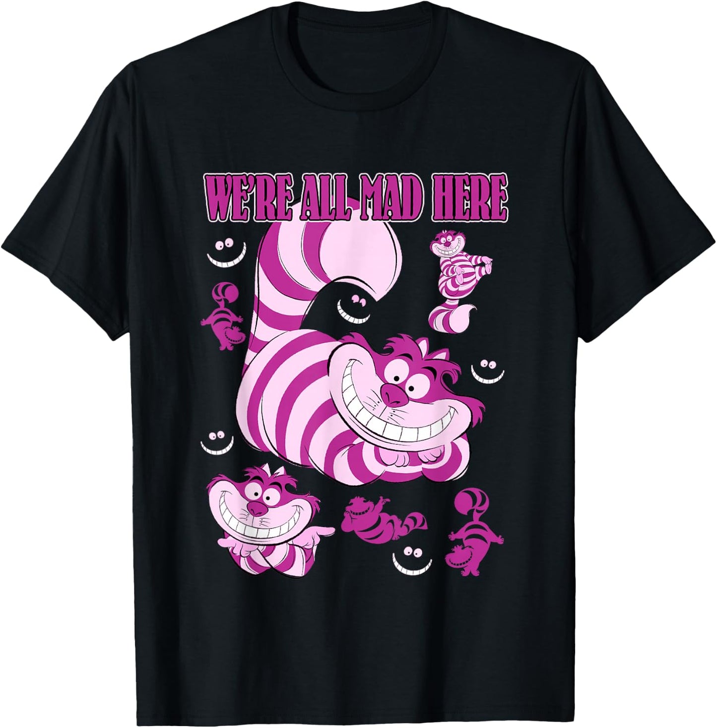 Disney Alice in Wonderland Cheshire Cat We're All Mad Here T-Shirt - T-Shirt | Black