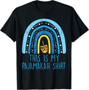 This Is My Pajamakah Shirt Rainbow Hanukkah PJs Women Children T-Shirt - T-Shirt | Black