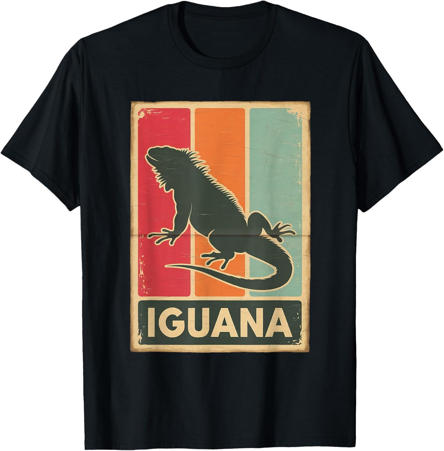 Retro Animal Lovers Vintage Iguana T-Shirt - T-Shirt | Black