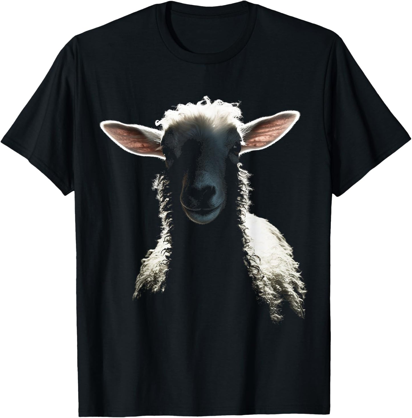 Sheep Portrait Animal Motif Illustration Sheep T-Shirt - T-Shirt | Black