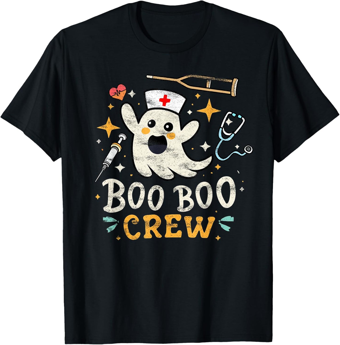 Boo Boo Crew - Halloween Nurse Costume Ghost Medic Doctor T-Shirt - T-Shirt | Black
