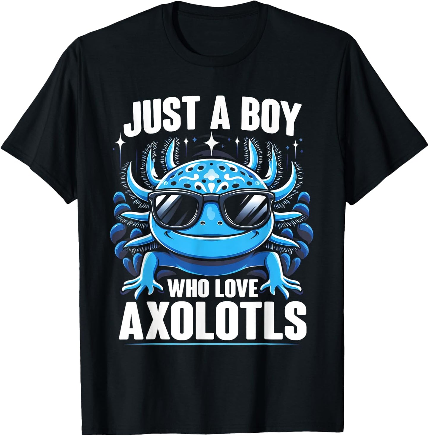Just A Boy Who Loves Axolotls Kids Boys Cute Axolotl T-Shirt - T-Shirt | Black