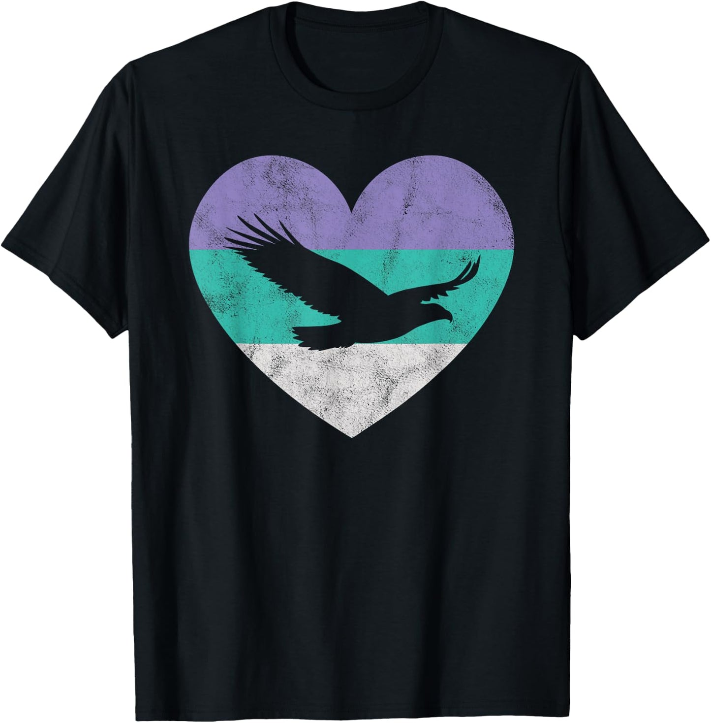 Animal Pet Shirts And Retro Vintage Gifts Women's Black Bald Eagle Heart T-Shirt - T-Shirt | Black