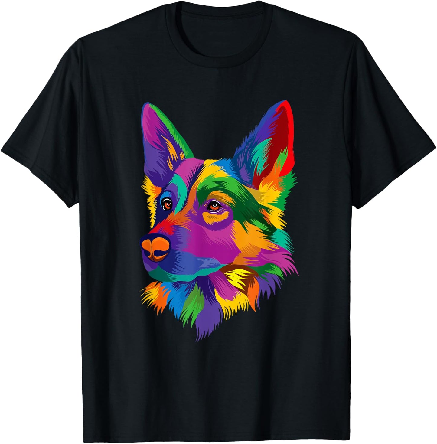 Colorful German Shepherd Pop Art - Dog Lover Pet Owner T-Shirt - T-Shirt | Black