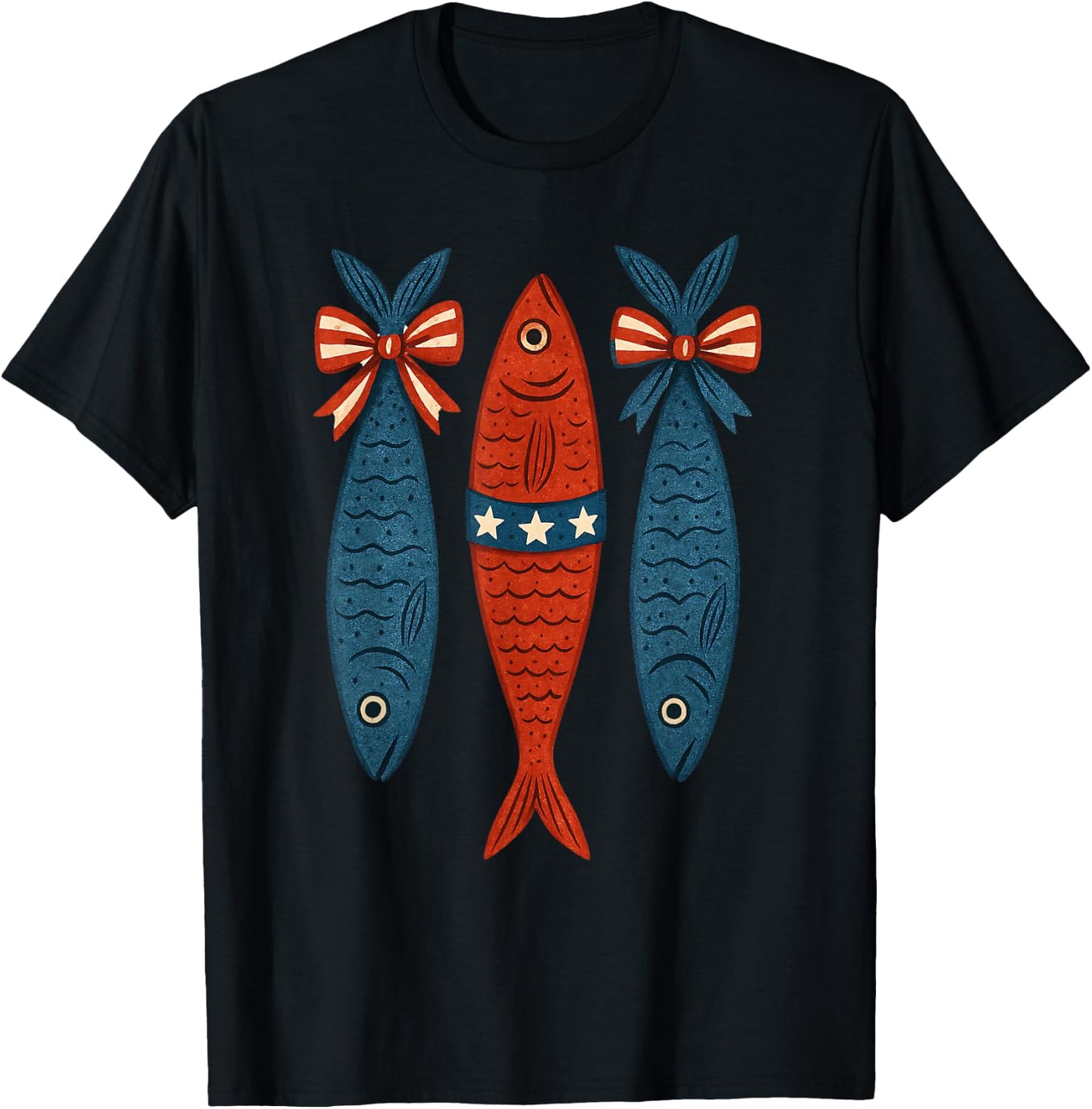 Sardines Patriotic Coquette Bow 4th of July Women Girls T-Shirt - T-Shirt | Black