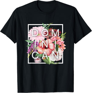 Flowers of Dominican Republic Word Art - Dominican Pride T-Shirt - T-Shirt | Black