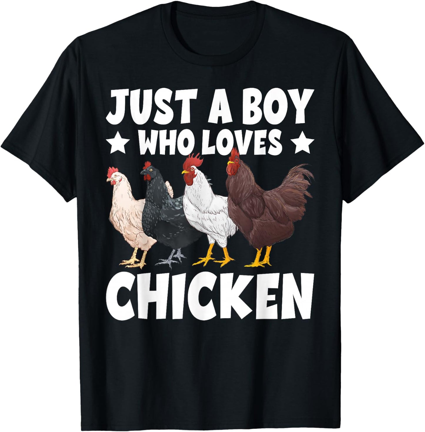 Just A Boy Who Loves Chickens Farm Lover Cute Chicken Buffs T-Shirt - T-Shirt | Black